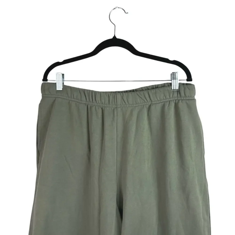 NEW GAP Womens Green Fleece High Waist Straight Wide Leg Lounge Trousers Pants L